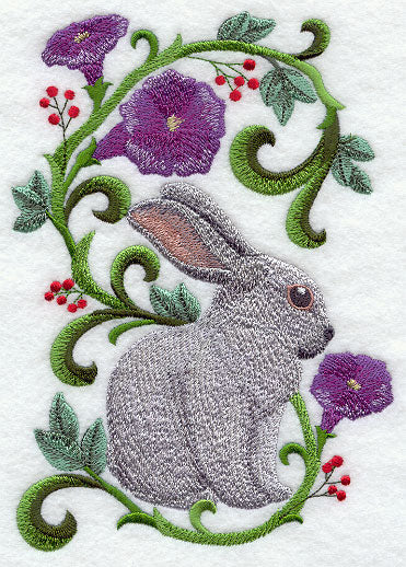 Rabbit in Flowers - Champagne D'Argent