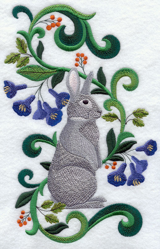 Rabbit in Flowers - Standard Chinchilla