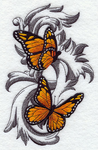 Monarch Butterflies with Baroque Background