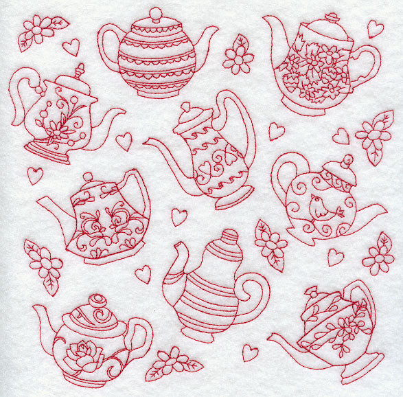Teapot Medley (Redwork)