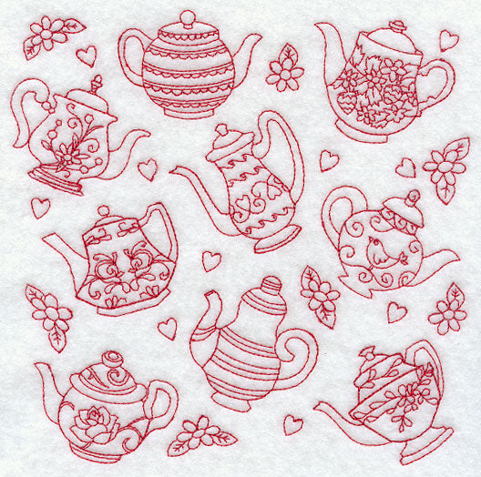 Teapot Medley (Redwork)