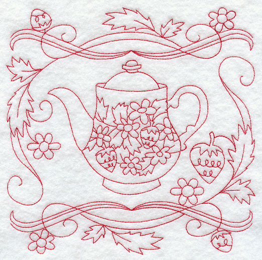Teapot 3 (Redwork)
