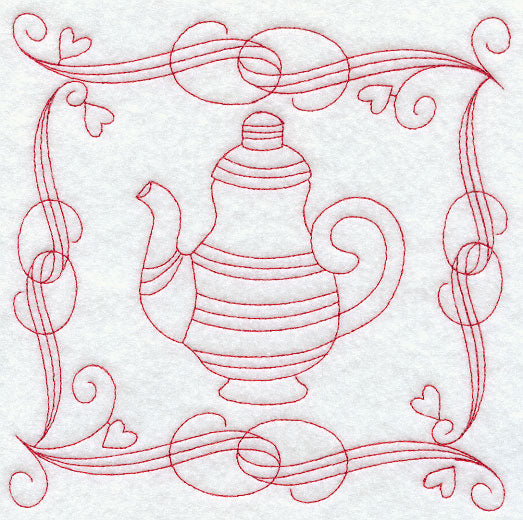Teapot 5 (Redwork)
