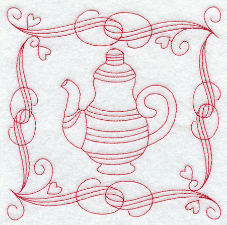 Teapot 5 (Redwork)