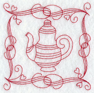 Teapot 5 (Redwork)