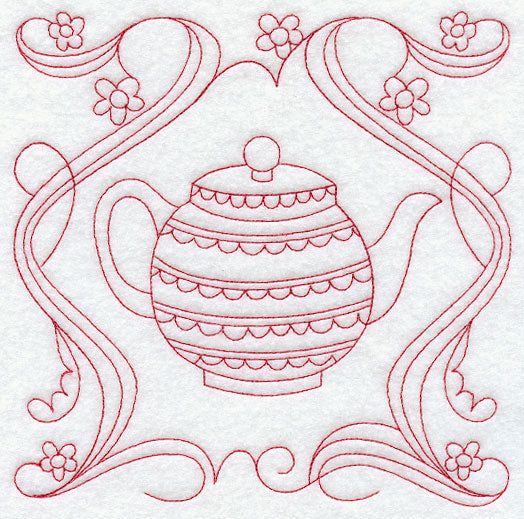 Teapot 4 (Redwork)