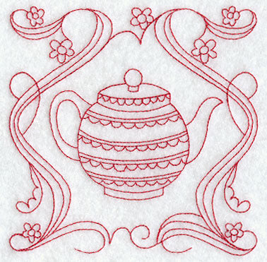 Teapot 4 (Redwork)