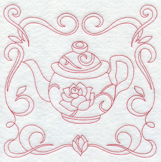 Teapot 8 (Redwork)