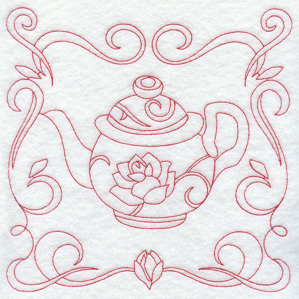 Teapot 8 (Redwork)