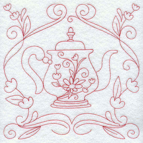 Teapot 9 (Redwork)
