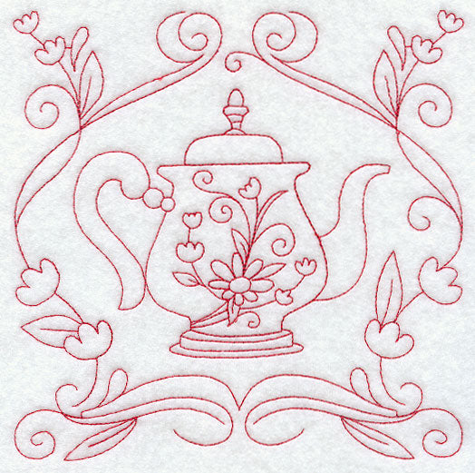 Teapot 9 (Redwork)
