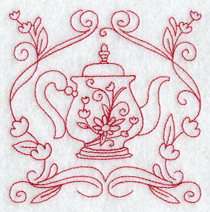 Teapot 9 (Redwork)