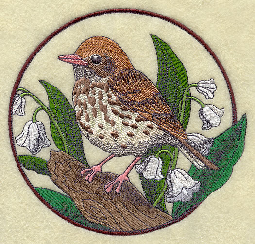 Wood Thrush and Lily of the Valley Circle