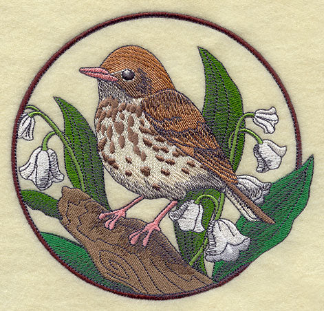 Wood Thrush and Lily of the Valley Circle
