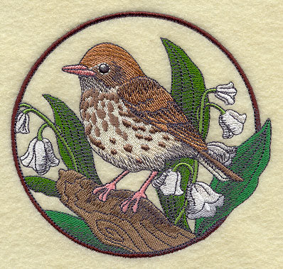 Wood Thrush and Lily of the Valley Circle