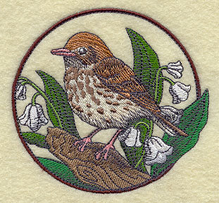 Wood Thrush and Lily of the Valley Circle