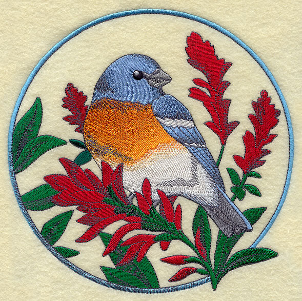 Lazuli Bunting and Indian Paintbrush Circle