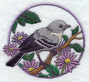 Mockingbird and Purple Aster Circle