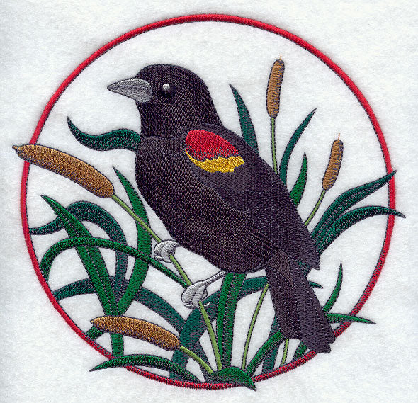 Red-winged Blackbird and Cattail Circle