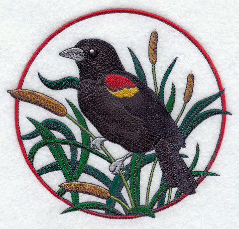Red-winged Blackbird and Cattail Circle