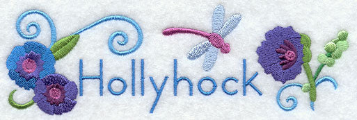 Hollyhock and Dragonfly Border