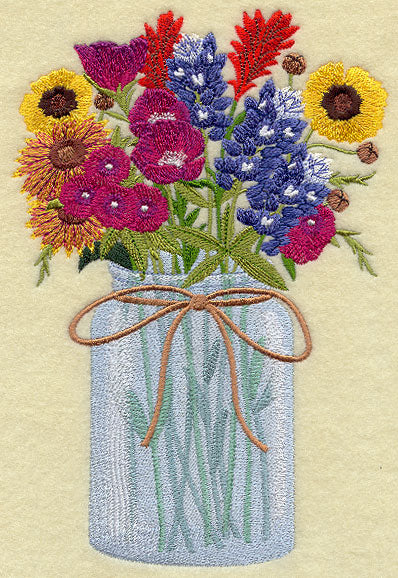Texas Wildflowers in Mason Jar