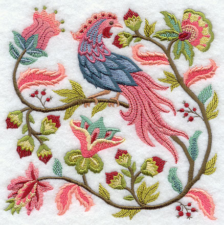Jacobean Bird and Flower Square 2