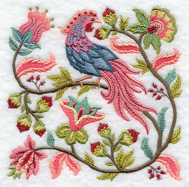 Jacobean Bird and Flower Square 2