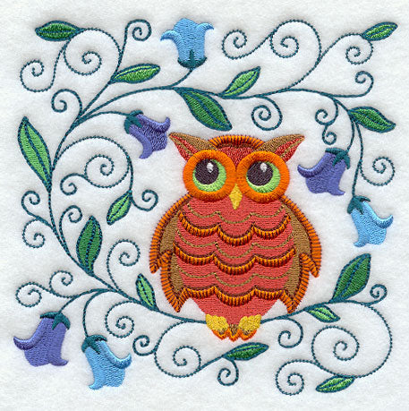 Owl Perched in Flowers