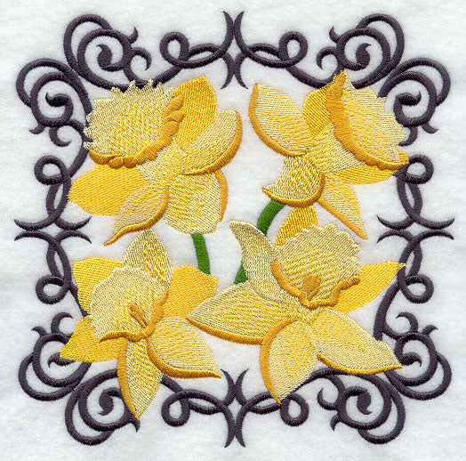 Scrollwork Daffodil Square