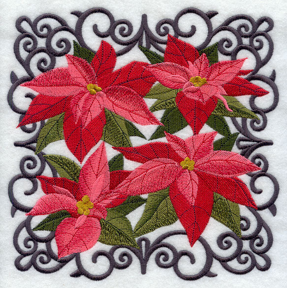 Scrollwork Poinsettia Square