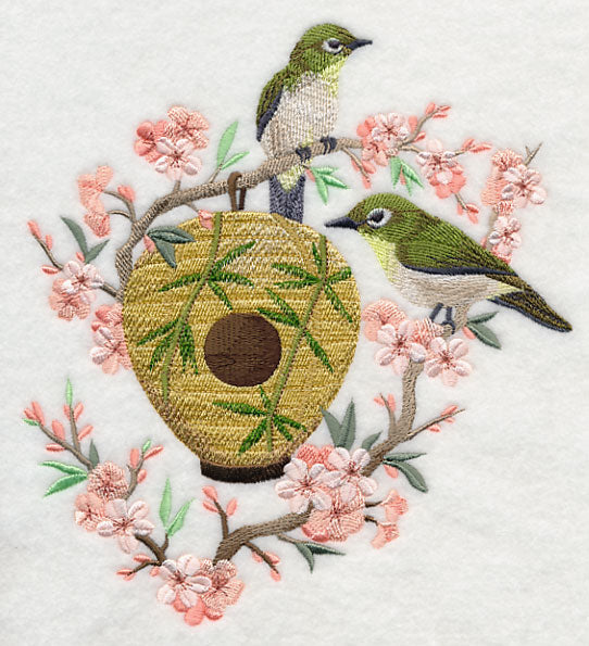 Japanese White-eye and Birdhouse