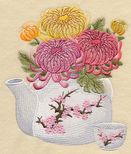 Chrysanthemums in Japanese Teapot