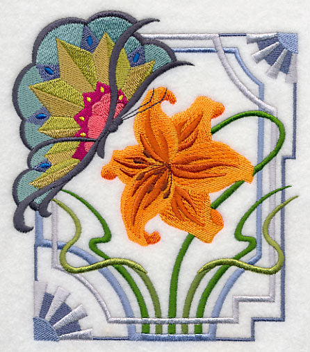 Art Deco Butterfly and Tiger Lily