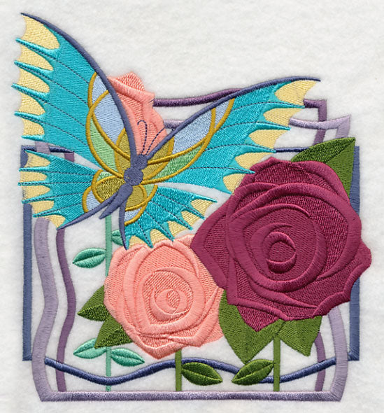 Art Deco Butterfly and Roses