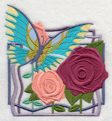Art Deco Butterfly and Roses