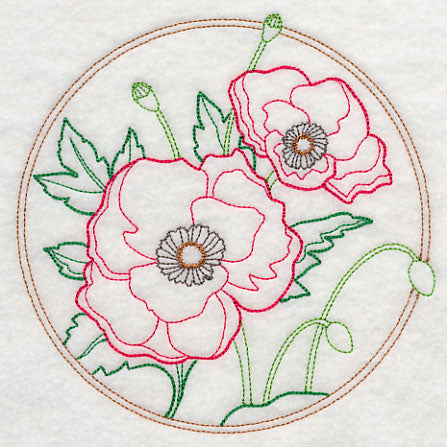 Elegant Flower Circle - Poppy (Vintage)