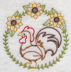 Rooster and Sunflowers (Vintage)