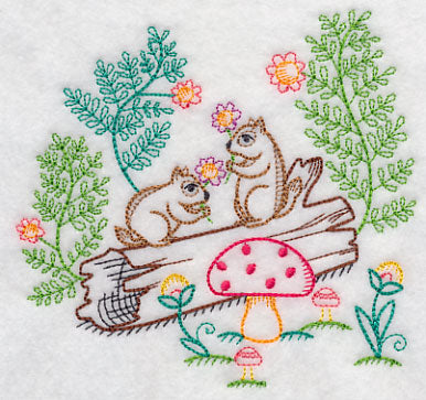 Chipmunks Picking Flowers (Vintage)