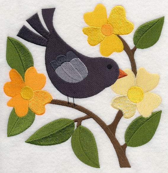Crow in Bright Blossoms
