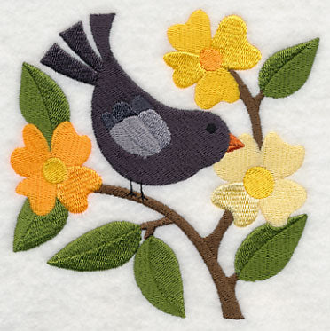 Crow in Bright Blossoms