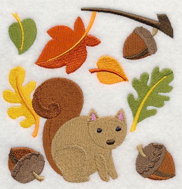 Squirrel in Autumn Acorns