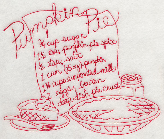 Pumpkin Pie Recipe (Redwork)