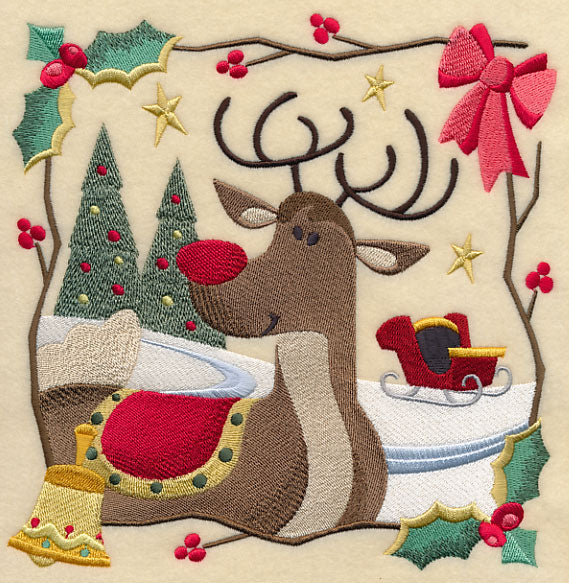Country Christmas Square - Rudolph