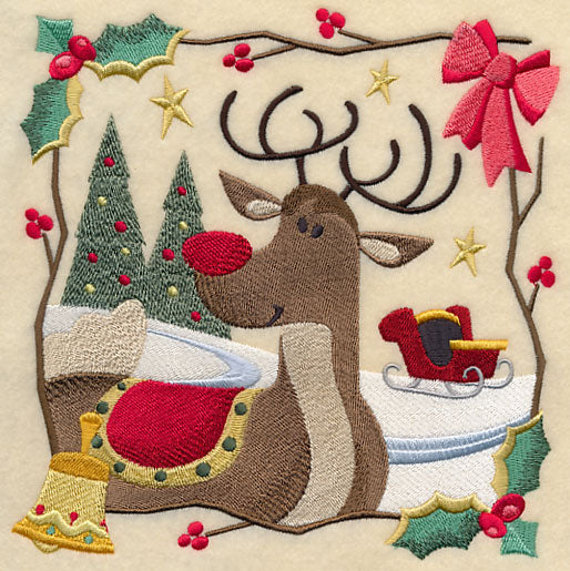 Country Christmas Square - Rudolph