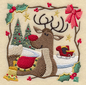 Country Christmas Square - Rudolph