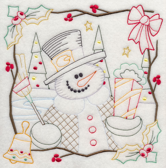 Country Christmas Square - Snowman (Vintage)