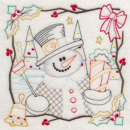 Country Christmas Square - Snowman (Vintage)