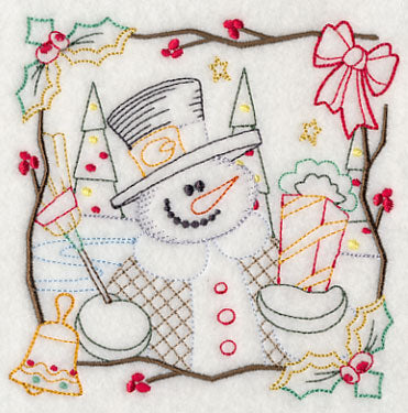 Country Christmas Square - Snowman (Vintage)