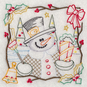 Country Christmas Square - Snowman (Vintage)